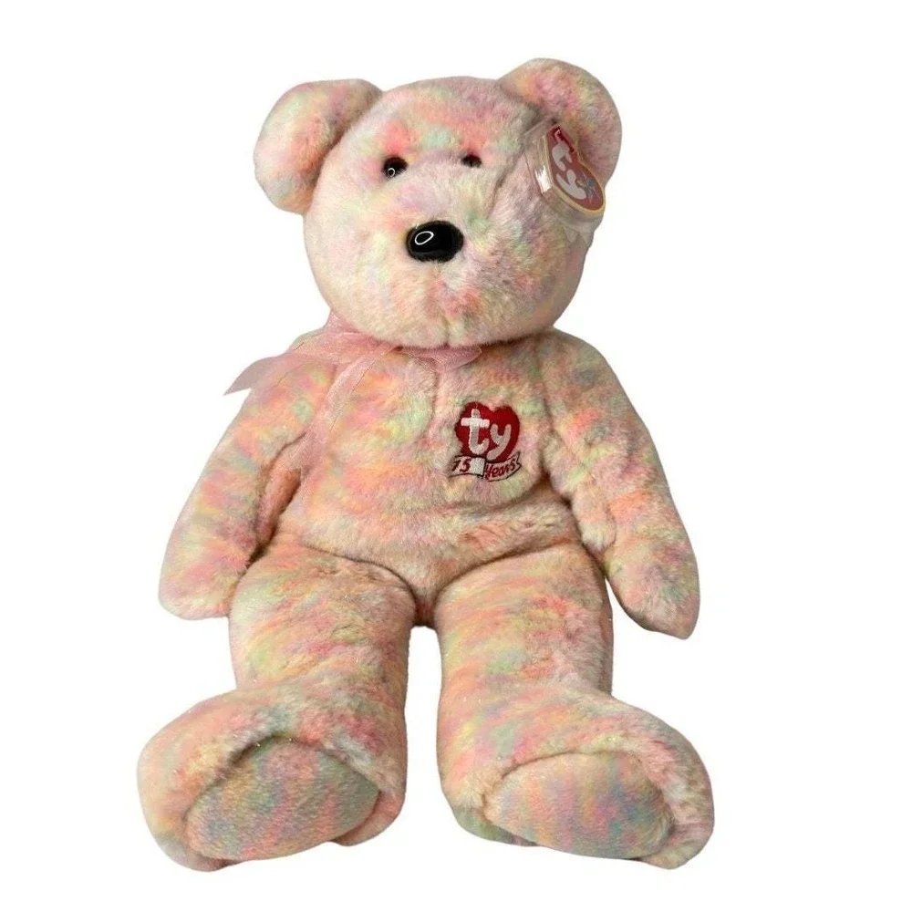 Celebrate the Bear | 15th Anniversary Pastel 🌈 | Mint Heart Tag TY Beanie Buddy
